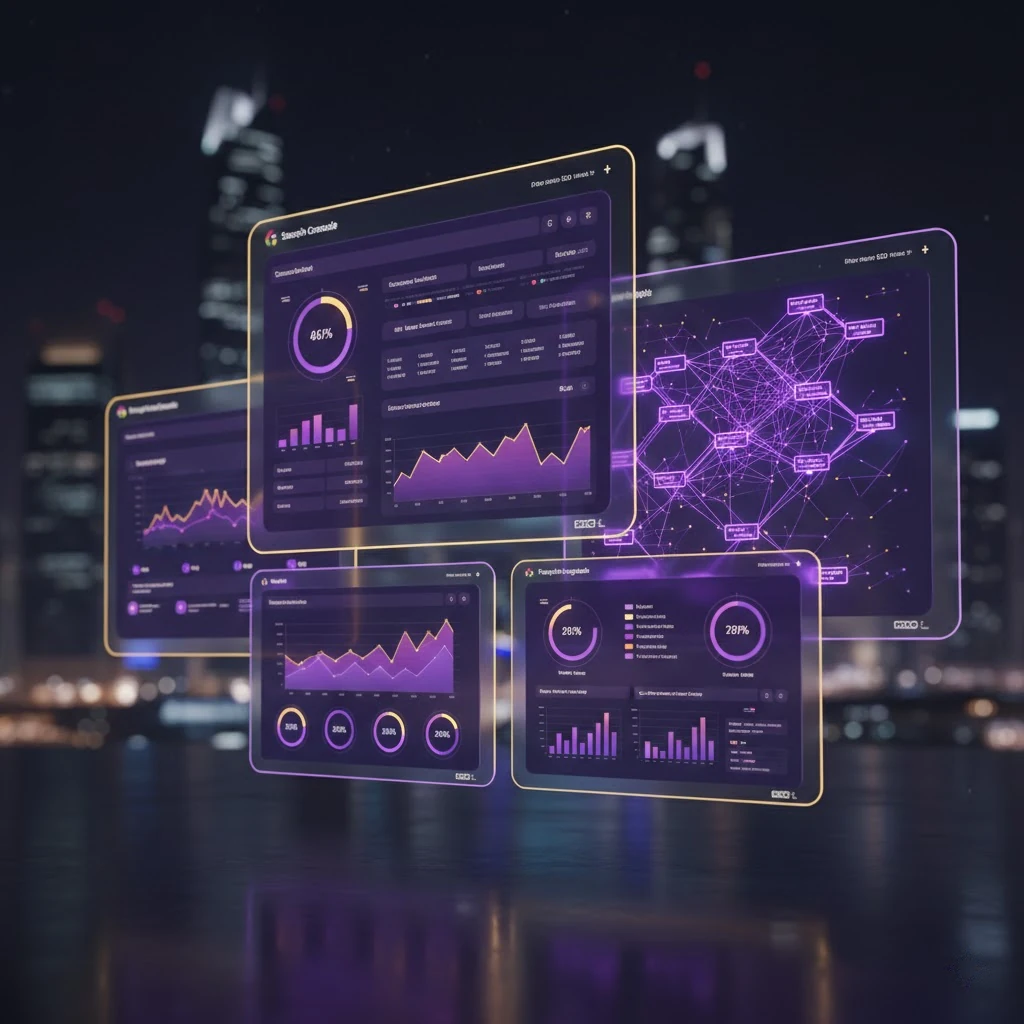 Technical SEO analysis dashboard in Abu Dhabi showing crawl diagnostics, indexing reports, and Core Web Vitals performance monitoring