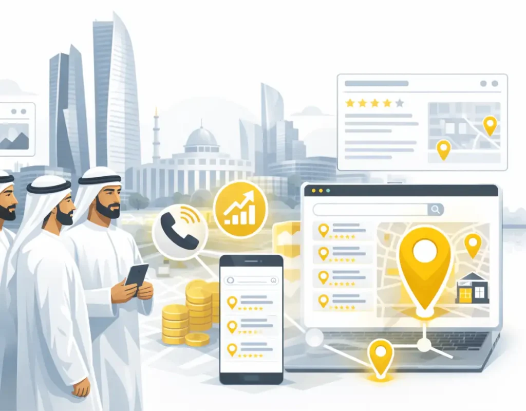Local SEO services helping Abu Dhabi businesses increase visibility, calls, customer visits, and revenue through Google Maps and local search results.
